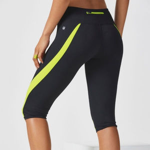 Fabletics Navassa Crop Leggings Black Neon Capri S